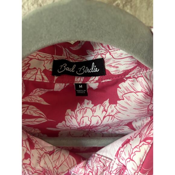 Bad Birdie Men's Lalaland Floral Pink Short Sleeve Polo Shirt - M - Picture 3 of 5